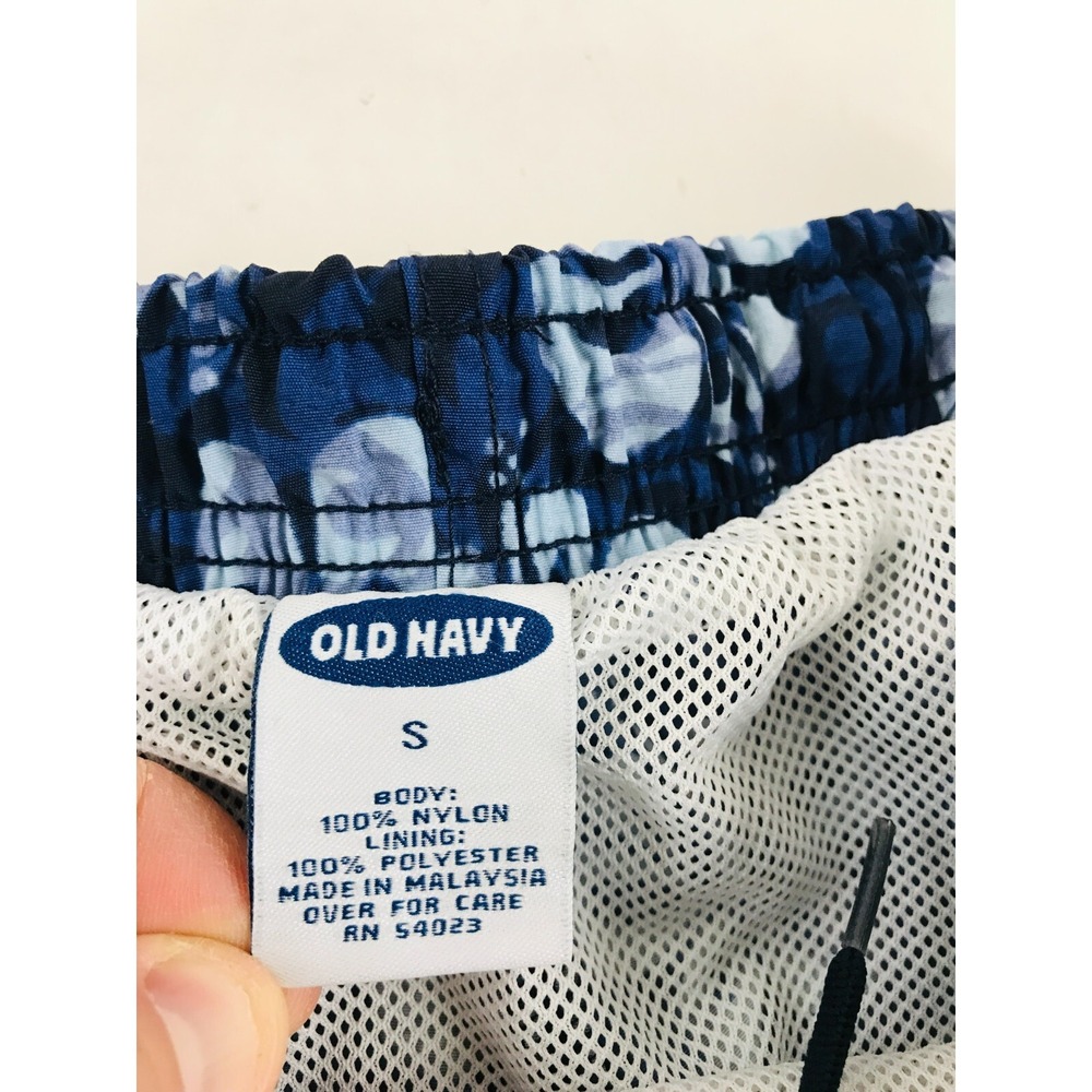 Old Navy Shorts Women's Size Small Navy Blue Floral Swim Trunks Lined Drawstring - Picture 7 of 7